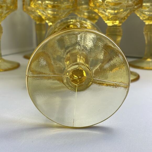 8 Vintage Tiara Constellation Yellow Water Goblet Glasses - Picture 6 of 9